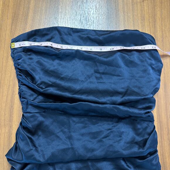 Veronica Beard Navy Kupa Strapless Ruched Silk Dress, Wedding Guest, size 2 - Picture 4 of 11